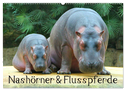 Nashörner & Flusspferde (Wandkalender 2024 DIN A2 quer), CALVENDO Monatskalender