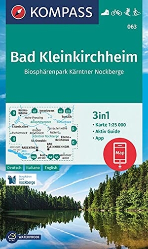 KOMPASS-Karten GmbH (Hrsg.). KOMPASS Wanderkarte 063 Bad Kleinkirchheim, Biosphärenpark Kärntner Nockberge 1:25.000 - 3in1 Wanderkarte mit Aktiv Guide inklusive Karte zur offline Verwendung in der KOMPASS-App. Fahrradfahren. Skitouren. Langlaufen.. Kompass Karten GmbH, 2022.