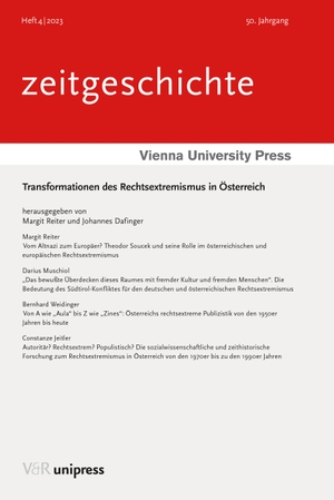 Reiter, Margit / Johannes Dafinger (Hrsg.). Transformationen des Rechtsextremismus in Österreich. V & R Unipress GmbH, 2023.