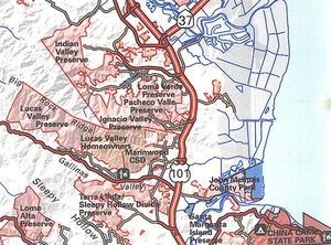 Harrison, Tom. Big Rock Ridge-Indian Valley Trail Map: McInnis Park-Hamilton-Marinwood-Terra Linda-Sleepy Hollow Divide-Big Rock Trail- Gallinas Valley-Lucas Valley-. Tom Harrison Maps, 2007.