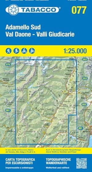 77 Adamello Sud - Val Daone - Valli Giudicarie Wanderkarte 1:25000. Tabacco editrice, 2025.