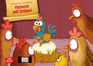 Thumser, Anette. Heinrich will brüten! Kamishibai Bildkartenset - Entdecken - Erzählen - Begreifen: Bilderbuchgeschichten. Eine witzige Tiergeschichte, die mit Rollenklischees aufräumt. Don Bosco Medien GmbH, 2024.