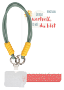Handykette 36,5 cm - stilvolles salbeigrün-gelbes Handyband
