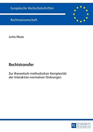 Mues, Jutta. Rechtstransfer - Zur theoretisch-methodischen Komplexität der Interaktion normativer Ordnungen. Peter Lang, 2015.