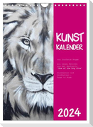 Kunstkalender Dickhäuter und Großkatzen - Auge in Auge (Wandkalender 2024 DIN A4 hoch), CALVENDO Monatskalender