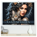 Geheimnisvolle Katzenfrauen (hochwertiger Premium Wandkalender 2024 DIN A2 quer), Kunstdruck in Hochglanz