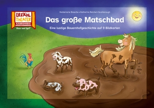 Brosche, Heidemarie. Das große Matschbad / Kamishibai Bildkarten - 9 Bildkarten für das Erzähltheater. Hase und Igel Verlag GmbH, 2024.