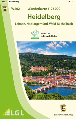 Lgl (Hrsg.). W202 Wanderkarte 1:25 000 Heidelberg - Leimen, Neckargemünd, Wald-Michelbach. LVA Baden-Württemberg, 2022.