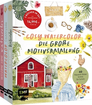 Cosy Watercolor - die große Motivsammlung - 3 Bücher im Set | 60 Aquarell-Bilder malen | Hygge, Skandi, Boho Vibes | Mit Poster & Vorlagen zum Download. Edition Michael Fischer, 2026.