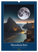 Mondnächte- Mondverzauberte Nächte aus der KI (Wandkalender 2024 DIN A3 hoch), CALVENDO Monatskalender