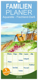 Familienplaner 2024 - Aquarelle - Fischland-Darß mit 5 Spalten (Wandkalender, 21 x 45 cm) CALVENDO