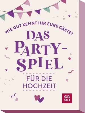 Groh Verlag (Hrsg.). Wie gut kennt ihr eure Gäste? Das Partyspiel für die Hochzeit - Fragespiel für Gäste und Brautpaar für Spaß und Unterhaltung bei jeder Hochzeitsfeier - 50 Karten zum Verteilen. Groh Verlag, 2024.