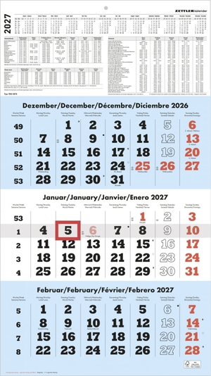 Neumann Verlage GmbH & Co KG (Hrsg.). 3-Monatskalender blau 2027. Neumann Verlage GmbH & Co, 2026.