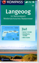 KOMPASS Wanderkarte 731 Langeoog im Nationalpark Niedersächsisches Wattenmeer 1:15.000