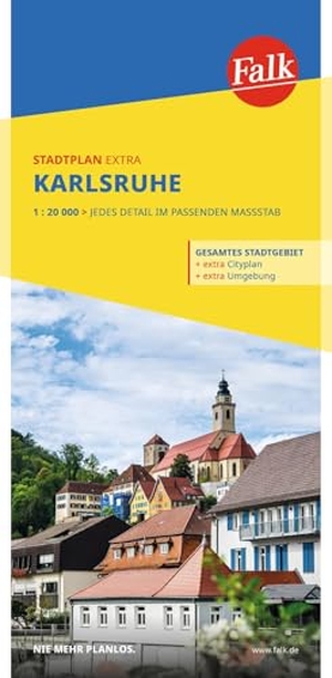 Falk Stadtplan Extra Karlsruhe 1:20.000 - mit Ortsteilen von Ettlingen, Pfinztal, Rheinstetten, Weingarten. Mairdumont, 2025.