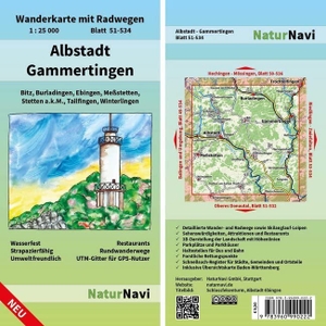 Albstadt - Gammertingen 1 : 25 000 - Wanderkarte mit Radwegen, Blatt 51-534, 1 : 25 000, Bitz, Burladingen, Ebingen, Meßstetten, Stetten a.k.M., Tailfingen, Winterlingen. Natur Navi GmbH, 2020.