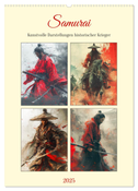 Samurai. Kunstvolle Darstellungen historischer Krieger (Wandkalender 2025 DIN A2 hoch), CALVENDO Monatskalender