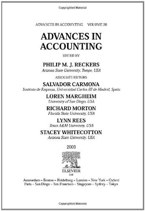 Reckers, P. M. J. / Reckers. Advances in Accounting. Elsevier BV, 2003.