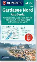 KOMPASS Wanderkarte 659 Gardasee Nord / Alto Garda, Riva del Garda, Arco, Fiavé, Torbole, Malcesine, Monte Baldo Nord, Ledro, Limone sul Garda 1:25.000