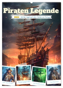 Piraten Legende (Wandkalender 2024 DIN A2 hoch), CALVENDO Monatskalender