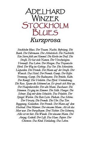Winzer, Adelhard. Stockholm Blues - Kurzprosa. Books on Demand, 2018.