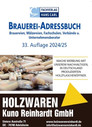 Fachverlag Hans Carl (Hrsg.). BRAUEREI-ADRESSBUCH 2024/2025 - Brauereien, Mälzereien, Fachschulen, Verbände und Unternehmensberater. Fachverlag Hans Carl, 2024.