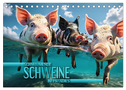 Schwimmende Schweine im Paradies (Tischkalender 2024 DIN A5 quer), CALVENDO Monatskalender