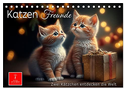 Katzen Freunde (Tischkalender 2024 DIN A5 quer), CALVENDO Monatskalender
