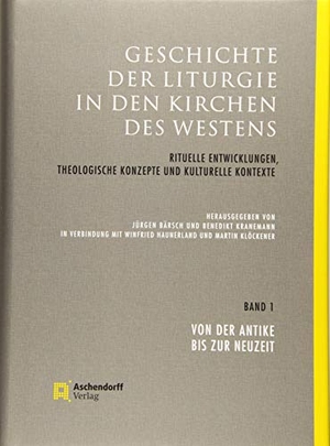 Bärsch, Jürgen / Benedikt Kranemann (Hrsg.). Geschichte der Liturgie in den Kirchen des Westens - Rituelle Entwicklungen, theologische Konzepte und kulturelle Kontexte. Band 1: Von der Antike bis zur Neuzeit. Aschendorff Verlag, 2018.