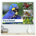Aras im Pantanal (hochwertiger Premium Wandkalender 2024 DIN A2 quer), Kunstdruck in Hochglanz