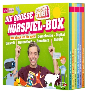 Eisenbeiß, Gregor. Die große Checker-Tobi-Hörspiel-Box - Der große Gefühle-Check - Der große Digital-Check - Der große Gesundheits-Check - Der große Umwelt-Check - Der große Haustier-Check - Der große Demokratie-Check. cbj audio, 2026.