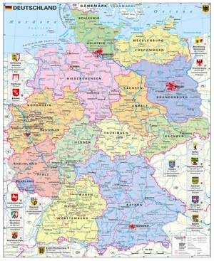 Stiefel, Heinrich. Deutschland politisch mit Wappen 1 : 700.000 - Wandkarte / Poster. Stiefel Eurocart GmbH, 2020.