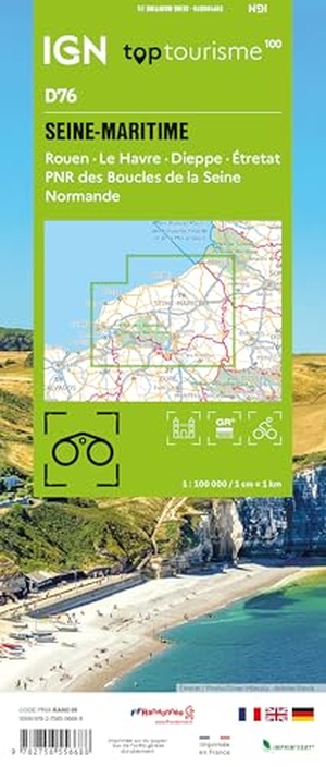 Seine-Maritime Rouen - SEINE-MARITIME - ROUEN - LE HAVRE - DIEPPE - ÉTRETAT - PNR DES BOUCLES DE LA SEINE NORMANDE 1:100000. IGN Frankreich, 2025.