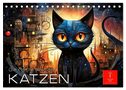 Katzen - die Nacht erwacht (Tischkalender 2024 DIN A5 quer), CALVENDO Monatskalender