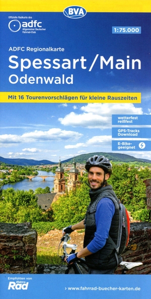 Allgemeiner Deutscher Fahrrad-Club e.V. / BVA BikeMedia GmbH (Hrsg.). ADFC-Regionalkarte Spessart/Main/Odenwald, 1:75.000, mit Tagestourenvorschlägen, reiß- und wetterfest, E-Bike-geeignet, GPS-Tracks Download. BVA Bielefelder Verlag, 2022.