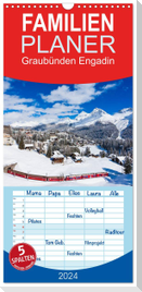 Familienplaner 2024 - Graubünden Engadin mit 5 Spalten (Wandkalender, 21 x 45 cm) CALVENDO