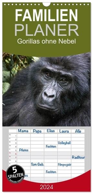 Helmut Gulbins. Familienplaner 2024 - Gorillas ohne Nebel mit 5 Spalten (Wandkalender, 21 x 45 cm) CALVENDO - Gorillabilder aus dem Bwindi-Nationalpark, Uganda. Calvendo, 2023.