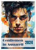 Gentlemen in Aquarell (Wandkalender 2024 DIN A2 hoch), CALVENDO Monatskalender