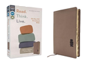 Niv, Read. Think. Live., Leathersoft, Brown, Thumb Indexed, Comfort Print