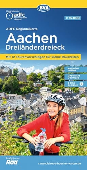 Allgemeiner Deutscher Fahrrad-Club e. V. / BVA BikeMedia GmbH (Hrsg.). ADFC-Regionalkarte Aachen Dreiländereck, 1:75.000, reiß- und wetterfest, mit kostenlosem GPS-Download der Touren via BVA-website oder Karten-App - Mit 12 Tourenvorschlägen für kleine Rauszeiten. BVA Bielefelder Verlag, 2023.