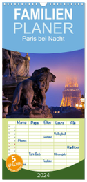 Familienplaner 2024 - Paris bei Nacht mit 5 Spalten (Wandkalender, 21 x 45 cm) CALVENDO