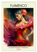 Flamenco. Anmutige Tänzerinnen. Illustrationen (Wandkalender 2024 DIN A4 hoch), CALVENDO Monatskalender