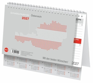 Heye (Hrsg.). Schreibtischkalender Österreich klein 2027 - Tischkalender zum Aufstellen. Klappkalender mit österreichischen Feiertagen und Schulferien. 24 x 18 cm.. Heye, 2026.