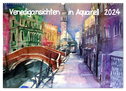 Venedigansichten in Aquarell (Wandkalender 2024 DIN A2 quer), CALVENDO Monatskalender