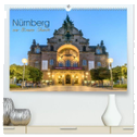 Nürnberg zur Blauen Stunde (hochwertiger Premium Wandkalender 2024 DIN A2 quer), Kunstdruck in Hochglanz