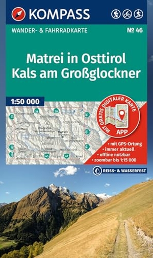 KOMPASS Wanderkarte 46 Matrei in Osttirol, Kals am Großglockner 1:50.000 - Wander- und Fahrradkarte in einem - inklusive Offline-Verwendung in der KOMPASS-App. Wander-& Radwege. Skitouren. Langlaufen. Reiten.. Kompass Karten GmbH, 2025.