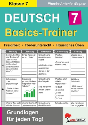 Wagner, Phoebe Antonia. Deutsch-Basics-Trainer / Klasse 7 - Grundlagen für jeden Tag im 7. Schuljahr. Kohl Verlag, 2026.