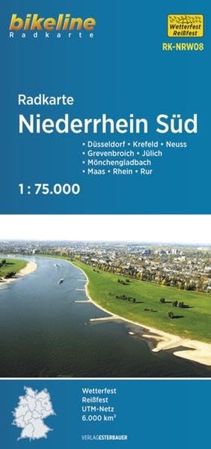 Verlag, Esterbauer (Hrsg.). Radkarte Niederrhein Süd 1:75.000 (RK-NRW08) - Düsseldorf - Krefeld - Neuss - Grevenbroich - Jülich - Mönchengladbach - Maas - Rhein - Rur, 1:75.000, wetterfest/reißfest, GPS-tauglich mit UTM-Netz. Esterbauer GmbH, 2023.