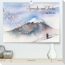 Aquarelle und Haiku von Basho (Premium, hochwertiger DIN A2 Wandkalender 2023, Kunstdruck in Hochglanz)