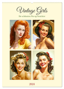 Vintage Girls. Die schönsten Pin-up Gesichter (Wandkalender 2024 DIN A2 hoch), CALVENDO Monatskalender